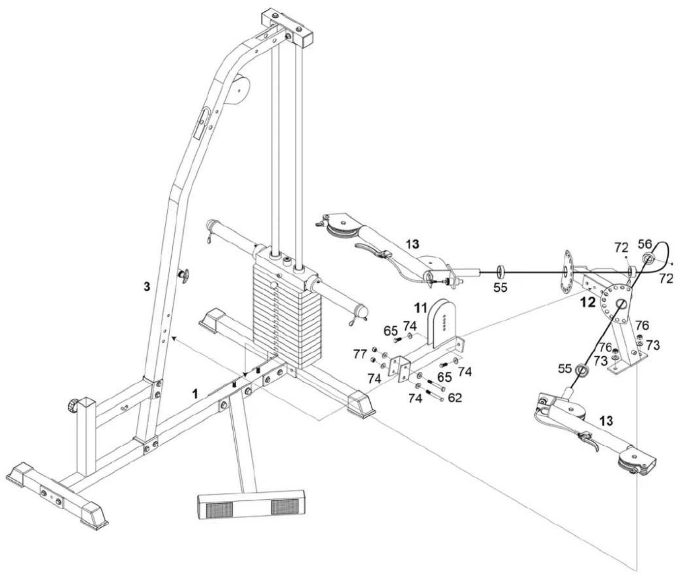 BodyCraft BC-735 - Schritt 2: Aufbau Kabelarms - 1