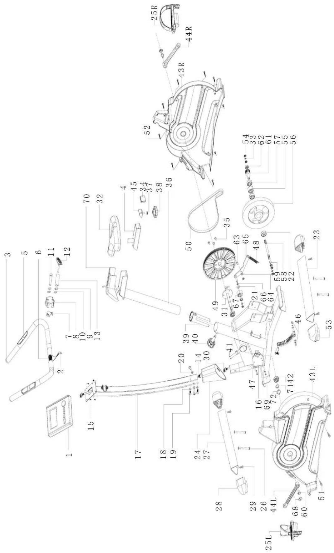 Exploded view diagram of a bicycle leg assembly with numbered parts and labeled components
