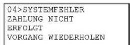 HeedFeld HE5000S - Fehlermeldungen bei bargeldloser Zahlungsabwicklung: - 2