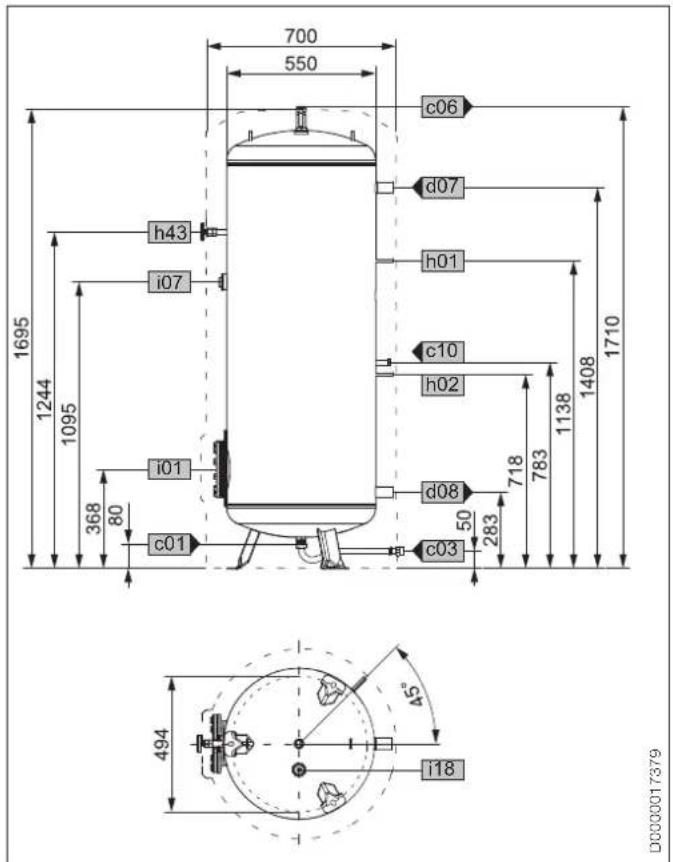 Tecalor TSB 501 WP - Maße und Anschlüsse - 3