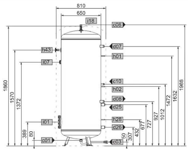 Tecalor TSB 302 WP - Maße und Anschlüsse - 7