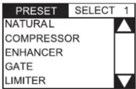 PRESET SELECT 1 NATURAL COMPRESSOR ENHANCER GATE LIMITER