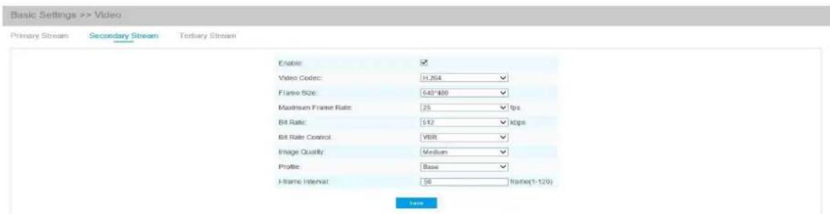 Milesight MS-C3367-PNA - Secondary Stream Settings - 1