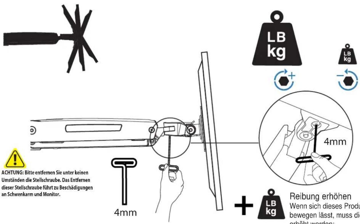 Ergotron 45-383-026 LX - Einstellen des Armhub-Mechanismus: - 4