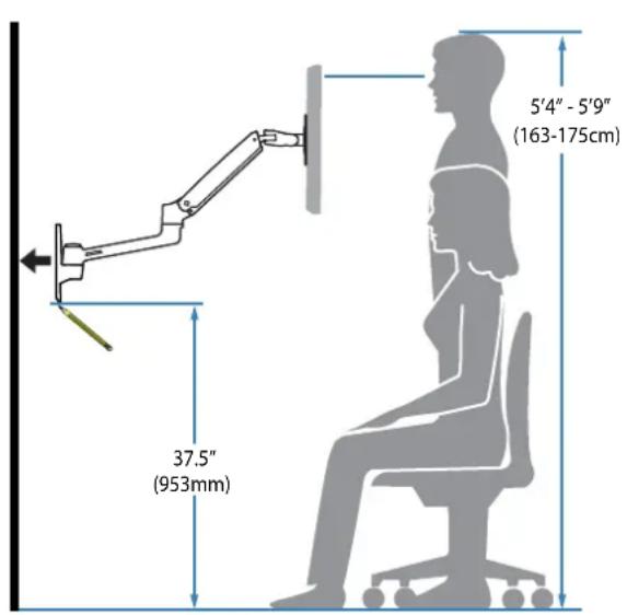 Ergotron 45-383-026 LX - Montagehöhe für ergonomischen Arbeitsplatz - 2