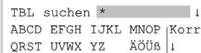 TBL suchen * ABCD EFGH IJKL MNOP Korr QRST UVWX YZ ÄÖÜB ↓