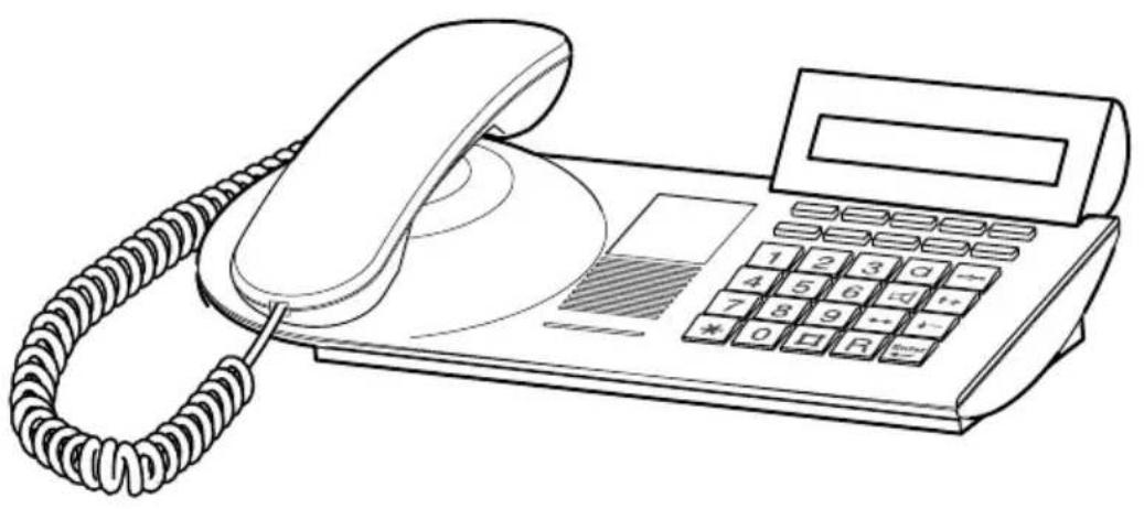 10 frei belegbare Funktionstasten diese Tasten können Sie mit verschiedenen Funktionen oder Zielen belegen Display die Anzeigen helfen Ihnen bei der Bedienung LED blinkt bei Anruf Zifferntasten mit Alphabeschriftung zum Wählen von Ruf- nummern und zum Ein- geben von Kennziffern 8 feste Funktionstasten für schnelle Bedienung bestimmter Funktionen
