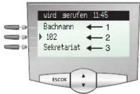 wird serufen 11:45 Bachmann ← 1 ► 102 ← 2 Sekretariat ← 3 ESCOK