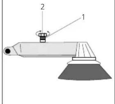 Nilfisk-ALTO BK 900 - Seitenbürste einstellen • Rändelmutter (1) lösen und - 1
