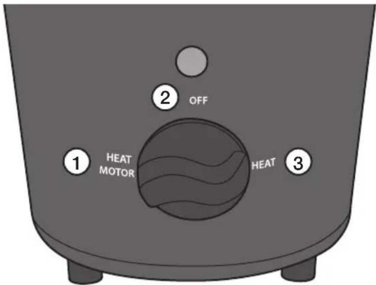 1 HEAT MOTOR 2 OFF HEAT 3
