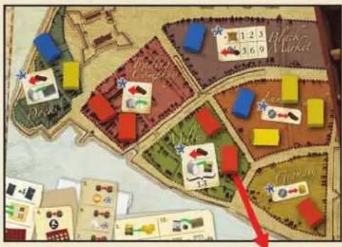 White Goblin Games Nieuw Amsterdam - Jeder Spieler zahlt für jedes seiner Geschäfte in der Stadt 1 Getreide in den Vorrat. - 1
