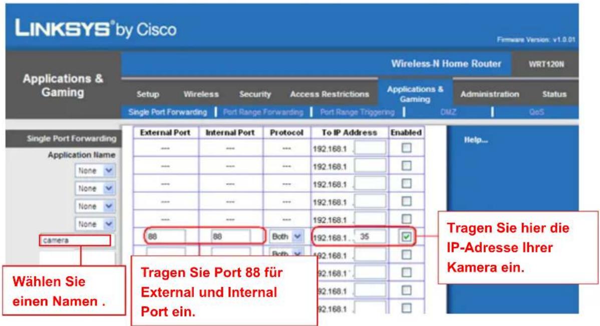 Wanscam Foscam FI 8909W - Wie macht man eine Port-Umleitung im Router - 1