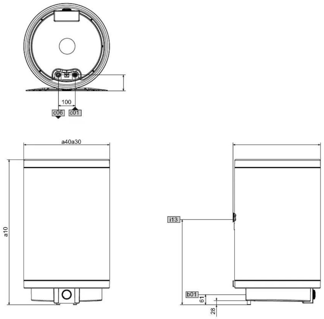 AEG DEM 50 Easy - Afmetingen en aansluitingen - 1