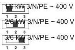 1/6 kW 3/N/PE ~ 400 V 2/6 kW 3/N/PE ~ 400 V 3/6 kW 3/N/PE ~ 400 V