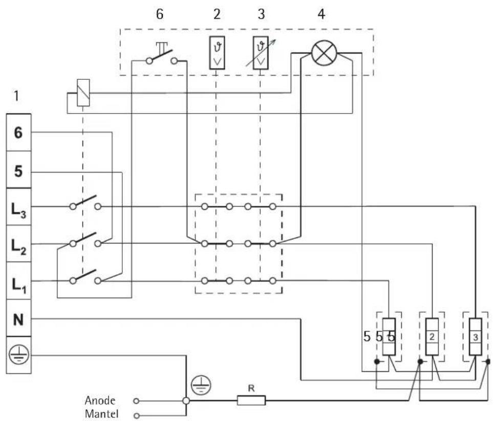 6 2 3 4 1 6 5 L₃ L₂ L₁ N Anode Mantel R 5 5 5 2 3