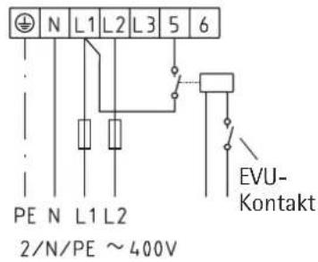 N L1 L2 L3 5 6 PE N L1 L2 2/N/PE ~ 400V EVU- Kontakt
