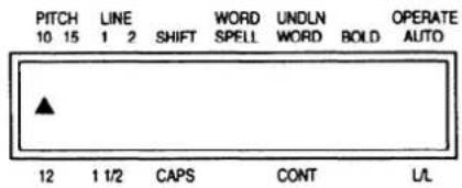 PITCH 10 15 LINE 1 2 SHIFT WORD SPELL UNDLN WORD BOLD OPERATE AUTO ▲ 12 1 1/2 CAPS CONT L/L