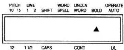 PITCH 10 15 LINE 1 2 SHIFT WORD SPELL UNDLN WORD BOLD OPERATE AUTO 12 1 1/2 CAPS CONT L/L