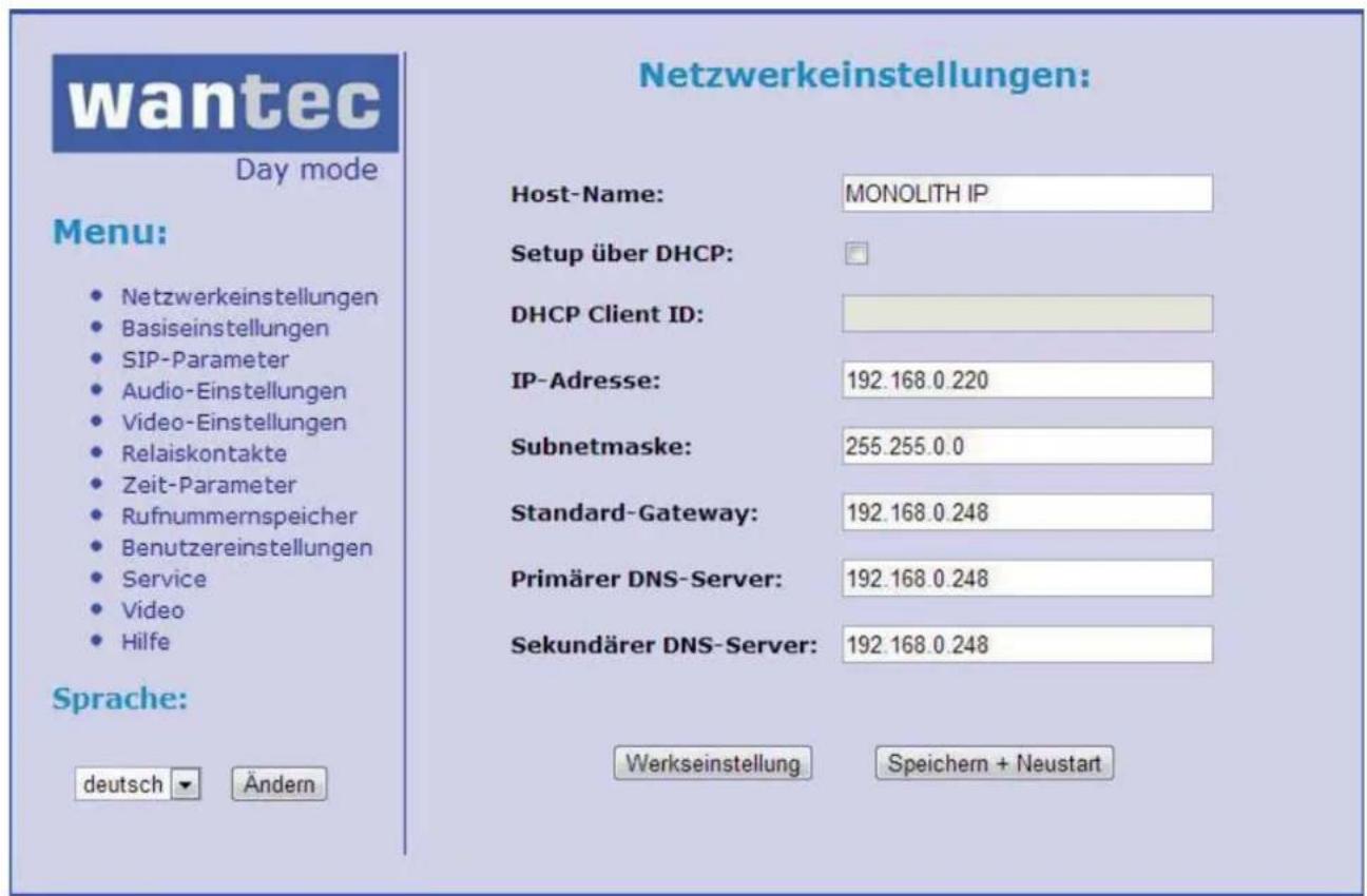 Wantec Monolith IP Vision - Netzwerkeinstellungen - 1