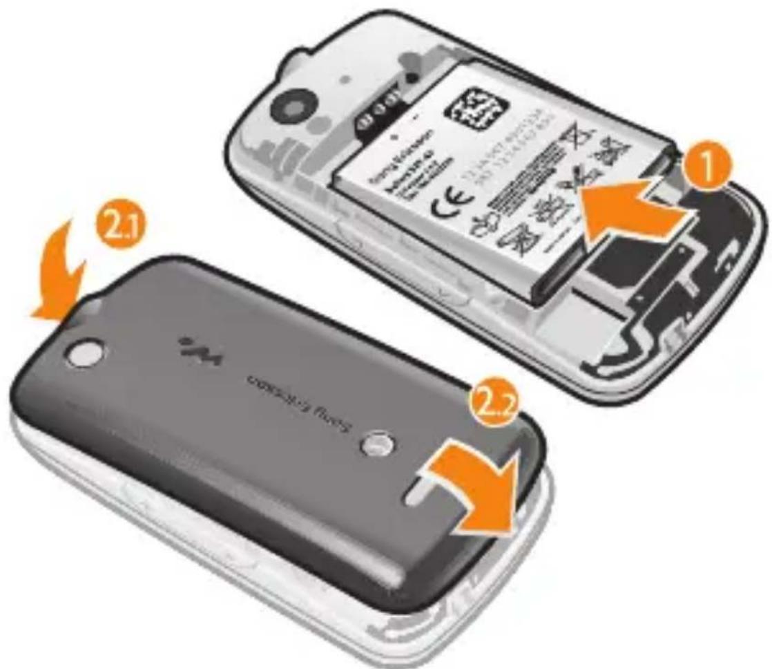 SONY ERICSSON Spiro - So setzen Sie den Akku ein: - 1
