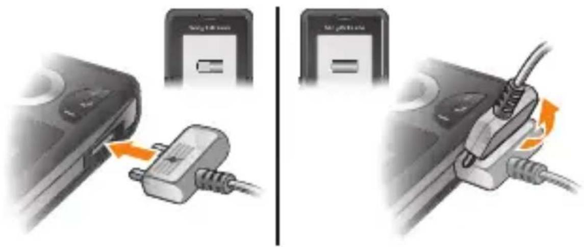 SONY ERICSSON W205i - So laden Sie den Akku: - 1