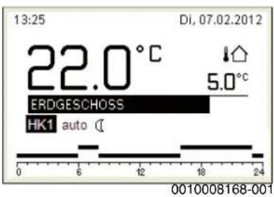BUDERUS Logano GB125 - Heizkreis für die Standardanzeige auswählen - 1