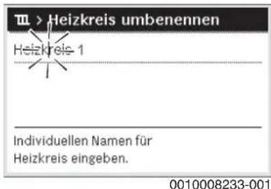 BUDERUS Logano GB125 - Menü zur Umbenennung eines Heizkreises öffnen (nur verfügbar, wenn 2 oder mehr Heizkreise installiert sind) - 1