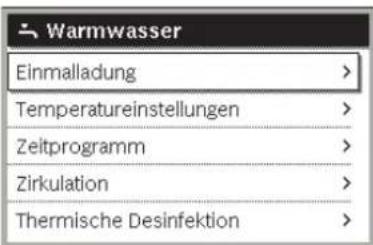 BUDERUS Logano GB125 - Menü für Warmwassereinstellungen öffnen - 1