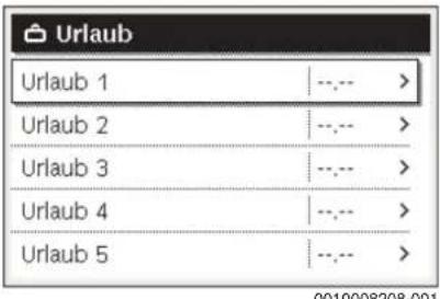 BUDERUS Logano GB125 - Menü für Urlaubsprogramm öffnen - 1