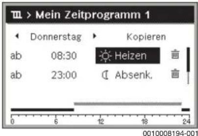 BUDERUS Logano GB125 - Temperatur/Betriebsart für einen Zeitabschnitt einstellen - 1
