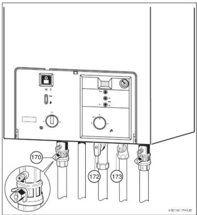 BUDERUS Logamax U154-20-24 - Absperrventil Kaltwasser (173) bei Geräten Logamax U152-20/24K und Logamax U154-20/24K - 1