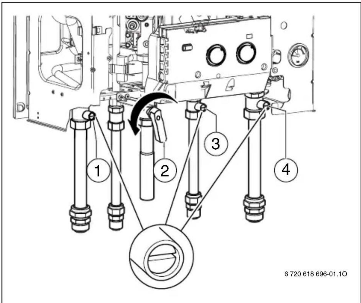 BUDERUS Logamax U022-24K I - Wartungshähne (1, 3, 4) - 1