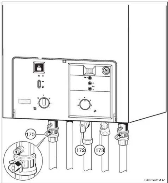 BUDERUS Logamax U052-24-28K - Absperrventil Kaltwasser (173) bei Geräten Logamax U052-24/28K und Logamax U054-24K - 1