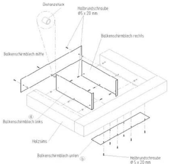 Haas+Sohn ALPES - Montage der Balkenschirmbleche am Holzbalken: - 1