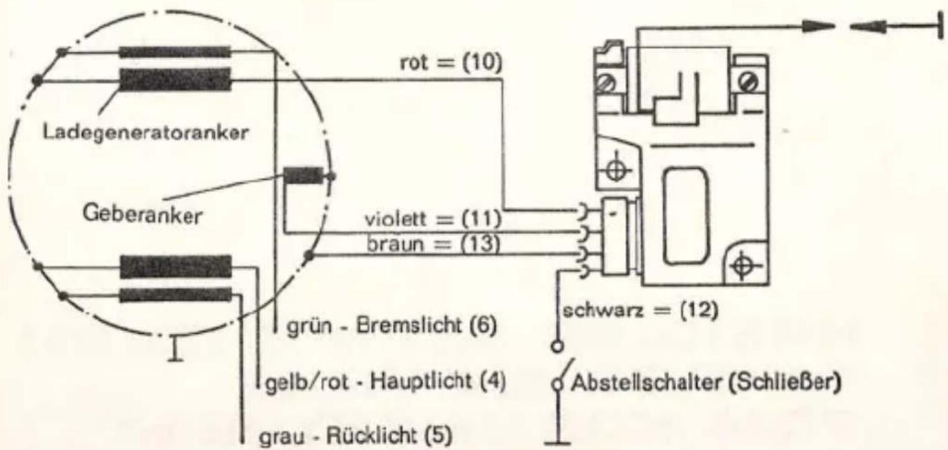 Kreidler Florett RS - Schaltschema der Bosch-MHKZ - 1
