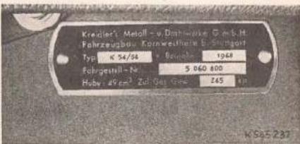 Kreidler Florett RS - Typenschild - 1