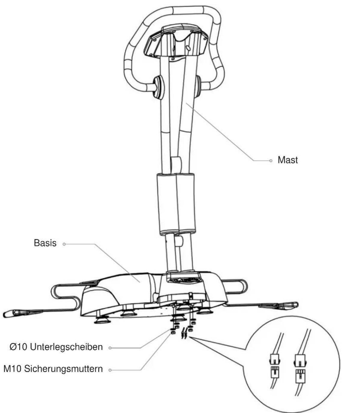 Skandika Studio Vibriation Plate Pro 2660 - Schritt 1: Befestigen Sie den Mast an der Basis - 1