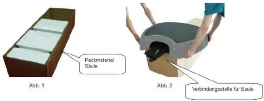 Packmaterial Säule Abb. 1 Abb. 2 Verbindungsstelle für Säule