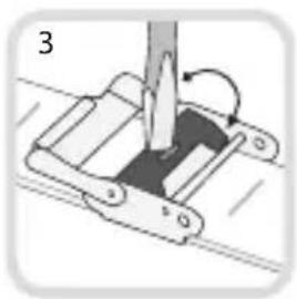 Mechanical assembly diagram showing a tool interacting with a component (no text or symbols visible)
