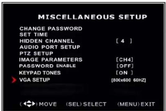 SKYTRONIC DVR 351.124 - Miscellaneous Setup - VGA Setup - 1