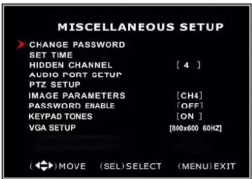 SKYTRONIC DVR 351.124 - Miscellaneous Setup - Change Password - 1