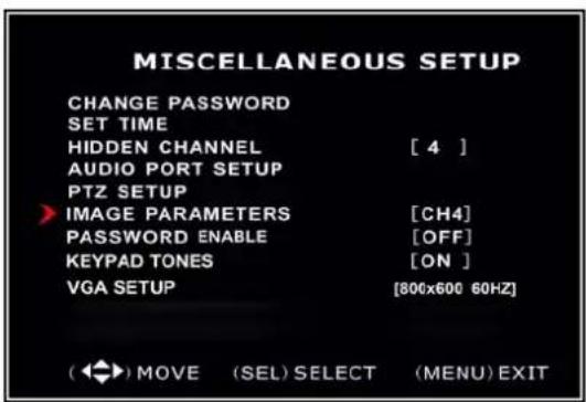 SKYTRONIC DVR 351.124 - Miscellaneous Setup - Image Parameters - 1