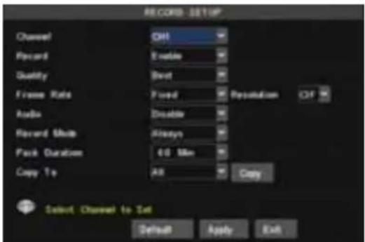 SKYTRONIC DVR 351.115 - Record setup - 1