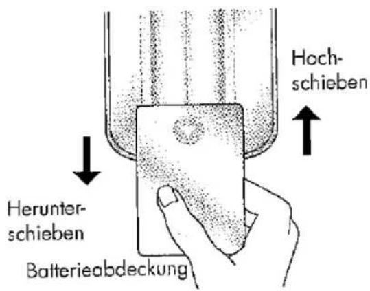 Hoch- schieben Herunter- schieben Batterieabdeckung