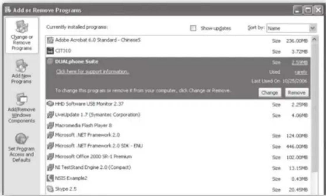 RTX Dualphone 3058 - Uninstalling software - 3