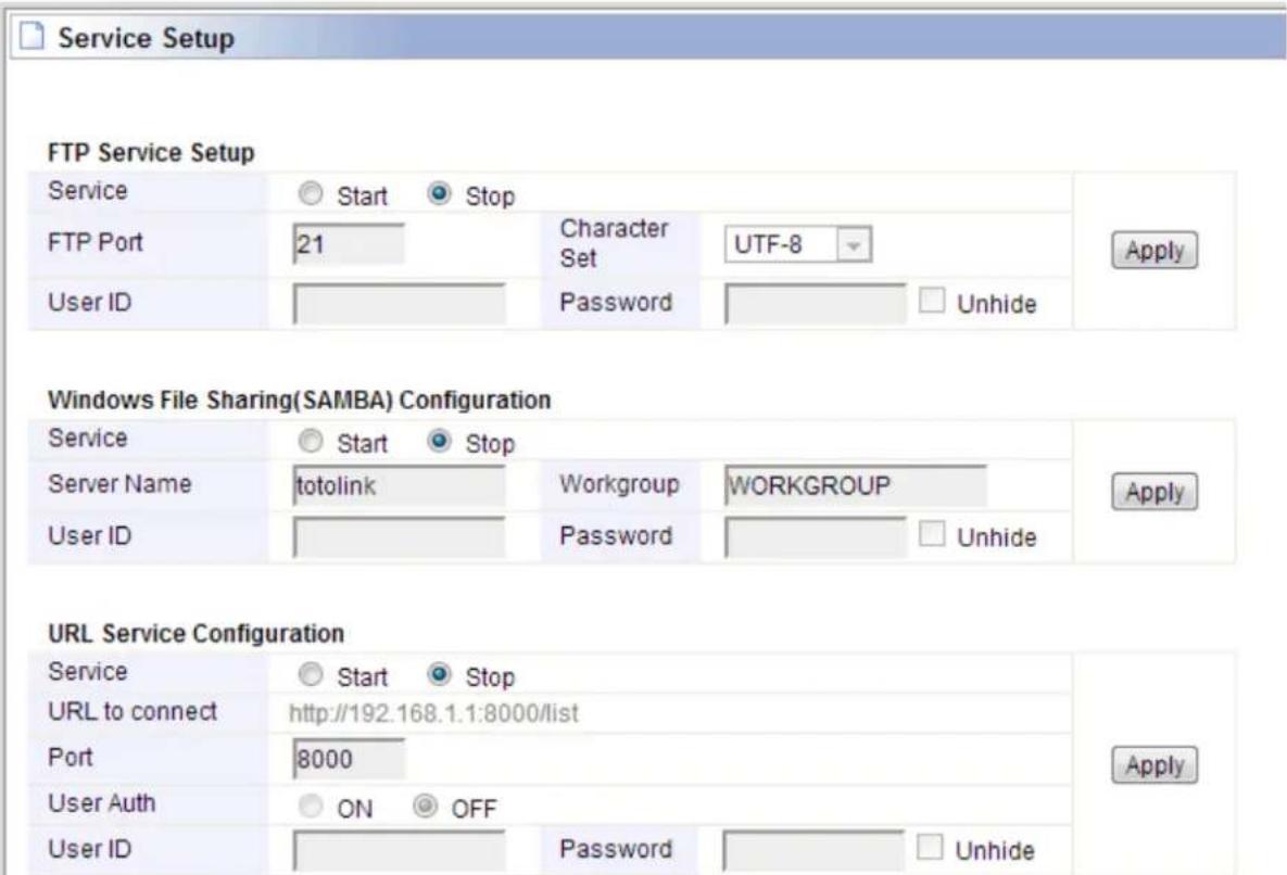 Totolink A2004NS - Service Setup - 1
