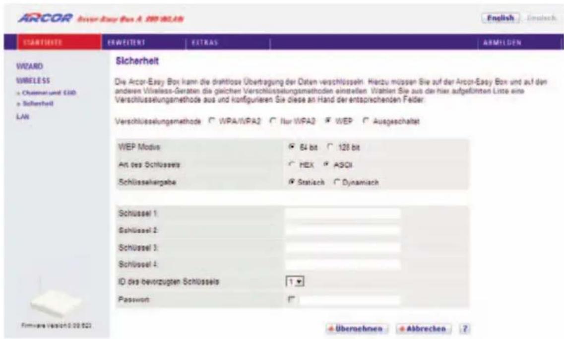 Arcor Easy Box A 300 WLAN - Sicherheit - WEP - 2