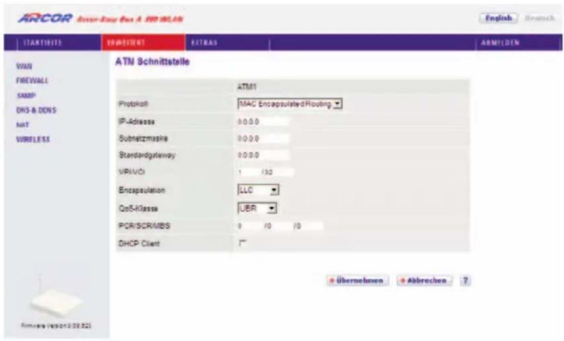 Arcor Easy Box A 300 WLAN - ATM Schnittstelle: Protokoll - MAC Encapsulated Routing - 1