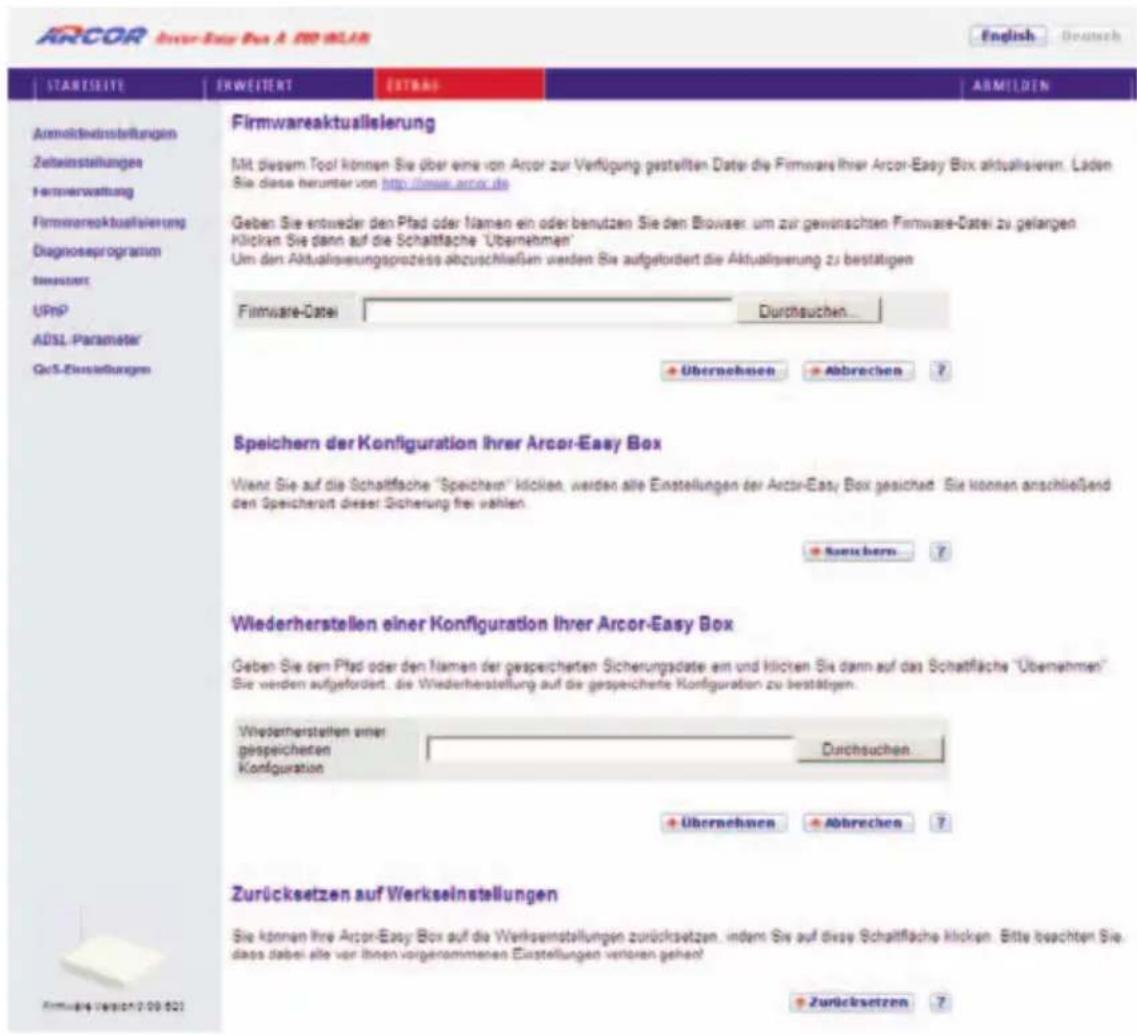 Arcor Easy Box A 300 WLAN - Aktualisierung der Firmware bei Nicht-Arcor-Kunden: - 2