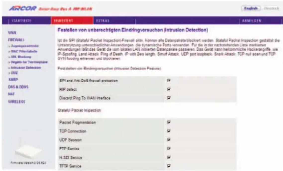 Arcor Easy Box A 300 WLAN - Discard Ping to WAN Interface (Standardmäßig eingeschaltet) - 1